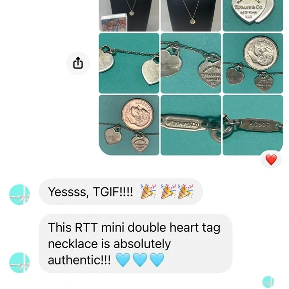 Tiffany & Co. mini double heart necklace in silver - Picture 6 of 9